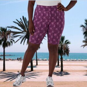 Terra & Sky Women’s Plus Biker Shorts 9" Inseam Shibori Violet Pink Size 3X